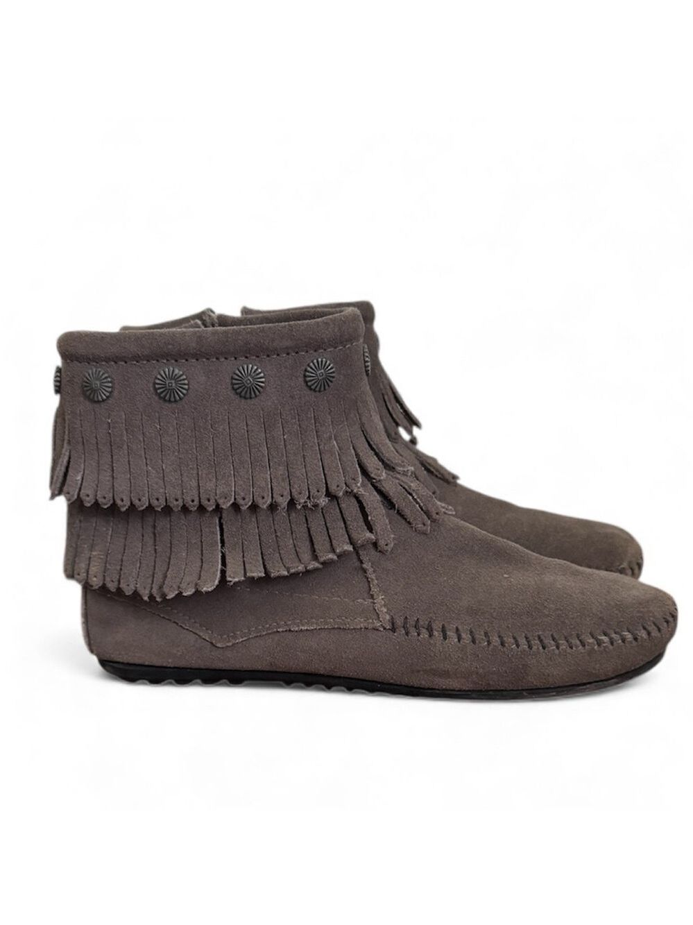 Minnetonka Suede Fringe Ankle Boots Boho Western Women's 7.5